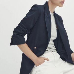 Massimo Dutti Wool Blended Women's Gold Button Professional Blazer Jacket Sz 10